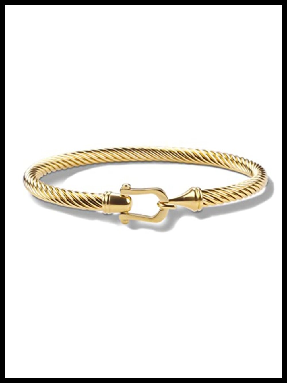 Twisted Cable Cuff Bracelet Stainless Steel 18k Gold Plated Hook Clasp
